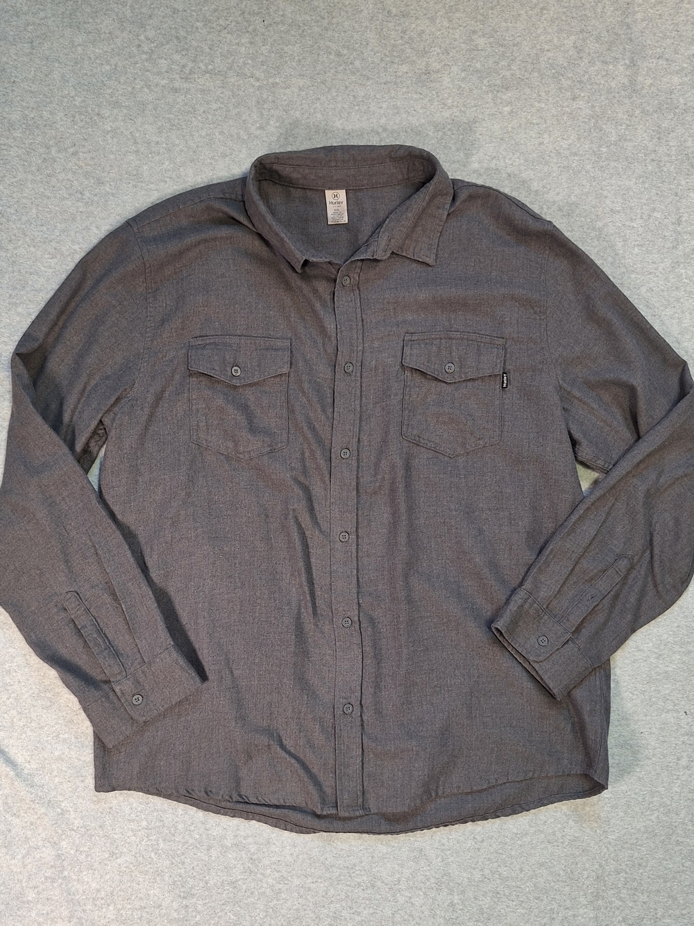 Hurley Men's Charcoal Button-Up Shirt Jacket 2XL